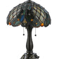 Meyda Lighting Capolavoro 23" 2-Light Mahogany Bronze Table Lamp With Green and Beige Shade Glass