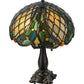 Meyda Lighting Capolavoro 23" 2-Light Mahogany Bronze Table Lamp With Green and Beige Shade Glass