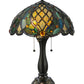 Meyda Lighting Capolavoro 23" 2-Light Mahogany Bronze Table Lamp With Green and Beige Shade Glass