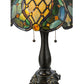 Meyda Lighting Capolavoro 23" 2-Light Mahogany Bronze Table Lamp With Green and Beige Shade Glass