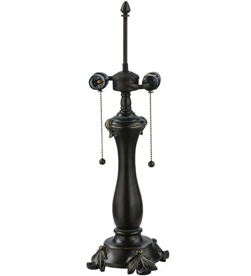 Meyda Lighting Capolavoro 23" 2-Light Mahogany Bronze Table Lamp With Green and Beige Shade Glass