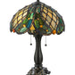 Meyda Lighting Capolavoro 23" 2-Light Mahogany Bronze Table Lamp With Green and Beige Shade Glass