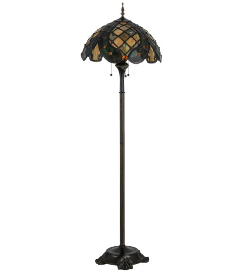 Meyda Lighting Capolavoro 65" 3-Light Mahogany Bronze Floor Lamp With Green and Beige Shade Glass