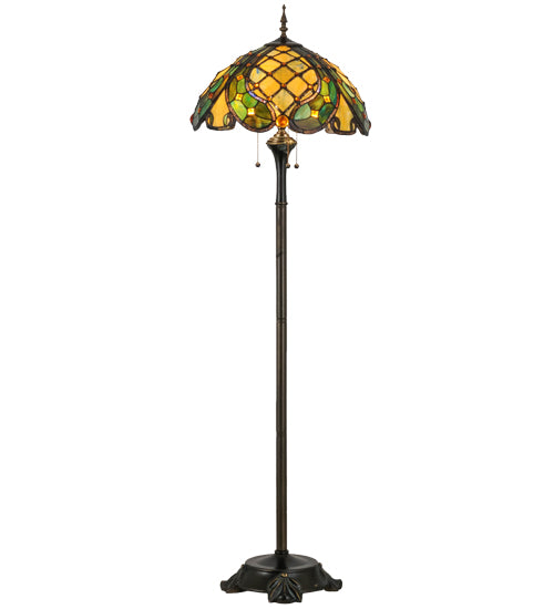 Meyda Lighting Capolavoro 65" 3-Light Mahogany Bronze Floor Lamp With Green and Beige Shade Glass