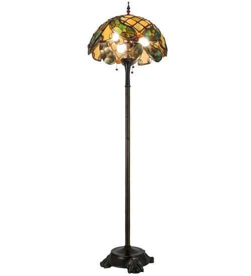 Meyda Lighting Capolavoro 65" 3-Light Mahogany Bronze Floor Lamp With Green and Beige Shade Glass