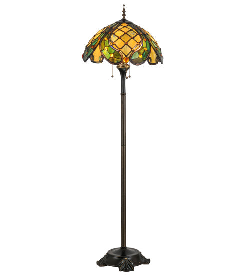 Meyda Lighting Capolavoro 65" 3-Light Mahogany Bronze Floor Lamp With Green and Beige Shade Glass