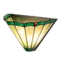 Meyda Lighting Caprice 11" 2-Light Antique Brass Wall Sconce With Green & Red Stained Shade Glass