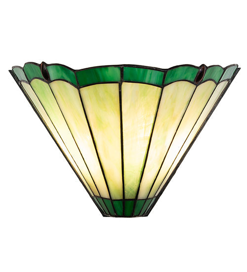 Meyda Lighting Caprice 11" 2-Light Antique Brass Wall Sconce With Green & Red Stained Shade Glass