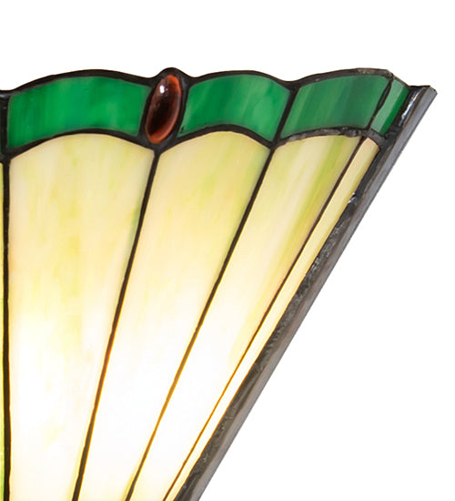 Meyda Lighting Caprice 11" 2-Light Antique Brass Wall Sconce With Green & Red Stained Shade Glass