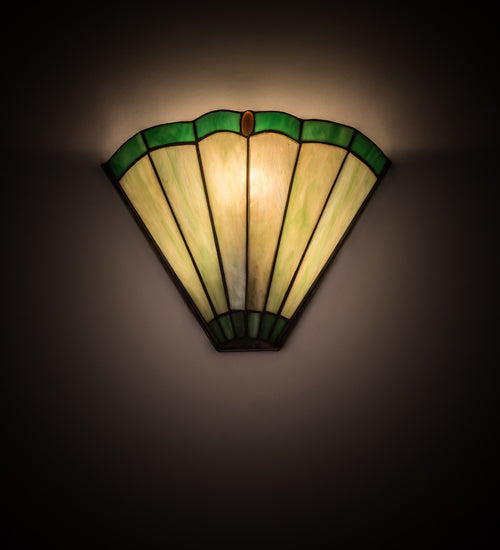 Meyda Lighting Caprice 11" Antique Brass Wall Sconce With Green Shade Glass