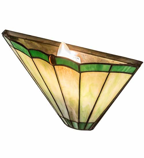 Meyda Lighting Caprice 11" Antique Brass Wall Sconce With Green Shade Glass