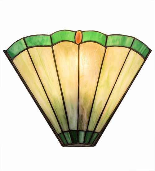 Meyda Lighting Caprice 11" Antique Brass Wall Sconce With Green Shade Glass