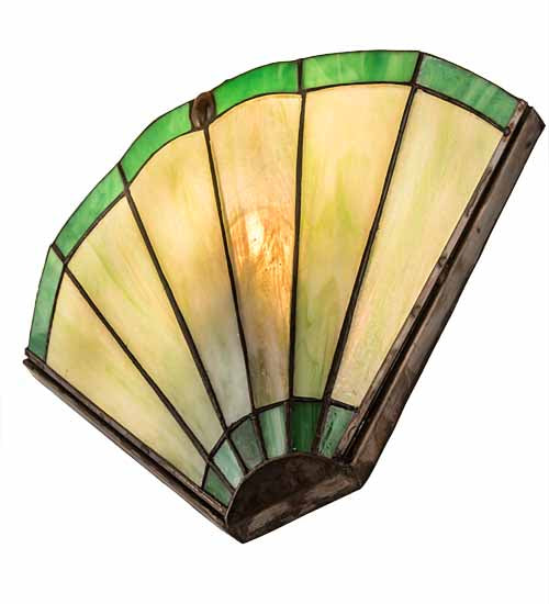 Meyda Lighting Caprice 11" Antique Brass Wall Sconce With Green Shade Glass
