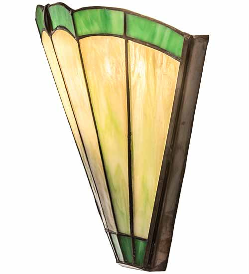 Meyda Lighting Caprice 11" Antique Brass Wall Sconce With Green Shade Glass