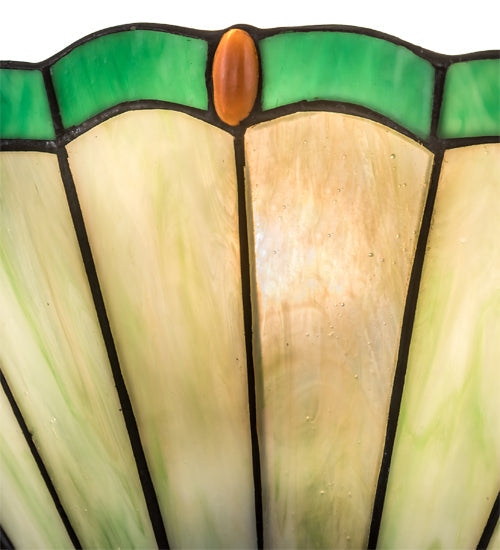 Meyda Lighting Caprice 11" Antique Brass Wall Sconce With Green Shade Glass