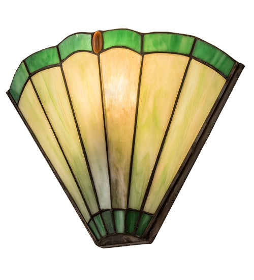 Meyda Lighting Caprice 11" Antique Brass Wall Sconce With Green Shade Glass