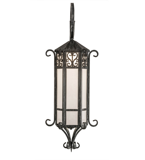 Meyda Lighting Caprice 12" Antique Iron Gate Lantern Wall Sconce With Frosted Seeded Shade Glass