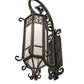 Meyda Lighting Caprice 12" Antique Iron Gate Lantern Wall Sconce With Frosted Seeded Shade Glass