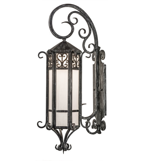 Meyda Lighting Caprice 12" Antique Iron Gate Lantern Wall Sconce With Frosted Seeded Shade Glass