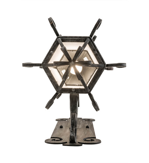 Meyda Lighting Caprice 12" Antique Iron Gate Lantern Wall Sconce With Frosted Seeded Shade Glass