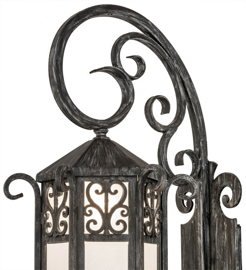Meyda Lighting Caprice 12" Antique Iron Gate Lantern Wall Sconce With Frosted Seeded Shade Glass