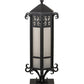 Meyda Lighting Caprice 12" Antique Iron Gate Outdoor Pier Mount Light With Frosted Seeded Shade Glass