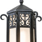 Meyda Lighting Caprice 12" Antique Iron Gate Outdoor Pier Mount Light With Frosted Seeded Shade Glass