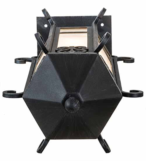 Meyda Lighting Caprice 12" Antique Iron Gate Outdoor Pier Mount Light With Frosted Seeded Shade Glass