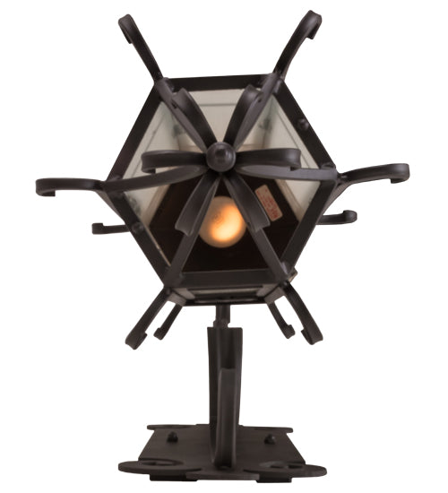 Meyda Lighting Caprice 12" Solar Black Lantern Wall Sconce With White Art Shade Glass