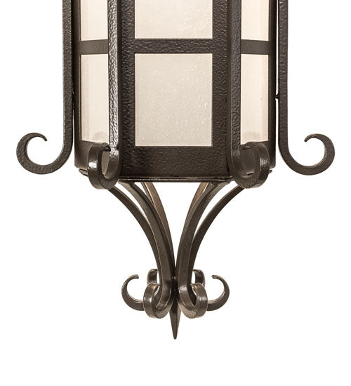 Meyda Lighting Caprice 12" Textured Timeless Bronze Lantern Wall Sconce With Frosted Seeded Shade Glass