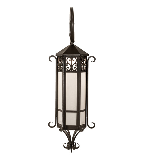 Meyda Lighting Caprice 12" Textured Timeless Bronze Lantern Wall Sconce With Frosted Seeded Shade Glass