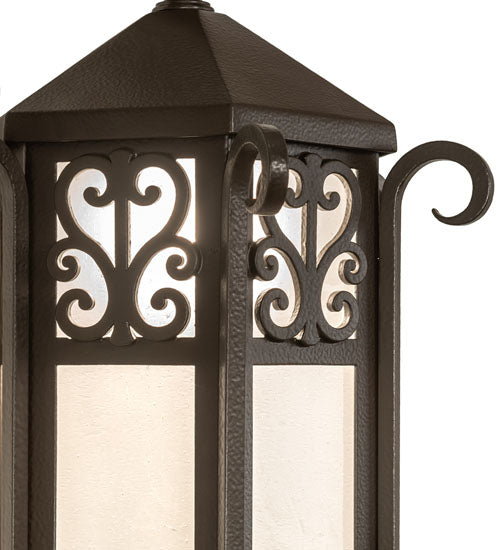 Meyda Lighting Caprice 12" Textured Timeless Bronze Lantern Wall Sconce With Frosted Seeded Shade Glass