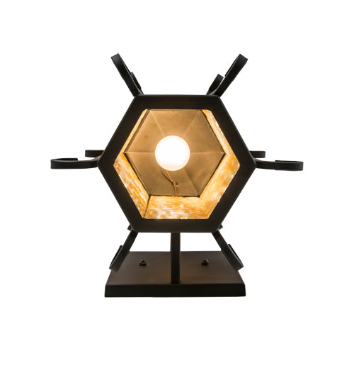 Meyda Lighting Caprice 13" Wrought Iron Lantern Wall Sconce With Beige Art Shade Glass
