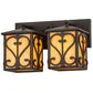 Meyda Lighting Caprice 14" 2-Light Hand Wrought Iron Vanity Light With Beige Shade Glass