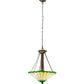 Meyda Lighting Caprice 17" 3-Light Mahogany Bronze Inverted Pendant Light With Avocado Green Art Shade Glass