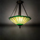 Meyda Lighting Caprice 17" 3-Light Mahogany Bronze Inverted Pendant Light With Avocado Green Art Shade Glass