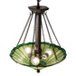 Meyda Lighting Caprice 17" 3-Light Mahogany Bronze Inverted Pendant Light With Avocado Green Art Shade Glass