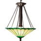 Meyda Lighting Caprice 17" 3-Light Mahogany Bronze Inverted Pendant Light With Avocado Green Art Shade Glass