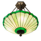 Meyda Lighting Caprice 17" 3-Light Mahogany Bronze Inverted Pendant Light With Avocado Green Art Shade Glass