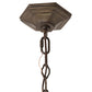 Meyda Lighting Caprice 17" 3-Light Mahogany Bronze Inverted Pendant Light With Avocado Green Art Shade Glass