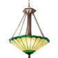 Meyda Lighting Caprice 17" 3-Light Mahogany Bronze Inverted Pendant Light With Avocado Green Art Shade Glass