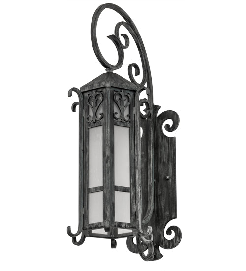 Meyda Lighting Caprice 178197 9" Antique Iron Gate Wall Sconce With Frosted Seeded Shade Glass