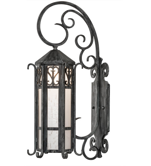 Meyda Lighting Caprice 178197 9" Antique Iron Gate Wall Sconce With Frosted Seeded Shade Glass