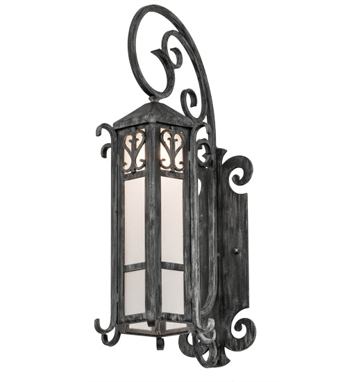 Meyda Lighting Caprice 178197 9" Antique Iron Gate Wall Sconce With Frosted Seeded Shade Glass