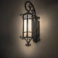 Meyda Lighting Caprice 263205 12" Antique Iron Gate Lantern Wall Sconce With Frosted Seeded Shade Glass