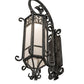 Meyda Lighting Caprice 263205 12" Antique Iron Gate Lantern Wall Sconce With Frosted Seeded Shade Glass