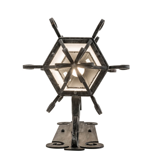 Meyda Lighting Caprice 263205 12" Antique Iron Gate Lantern Wall Sconce With Frosted Seeded Shade Glass