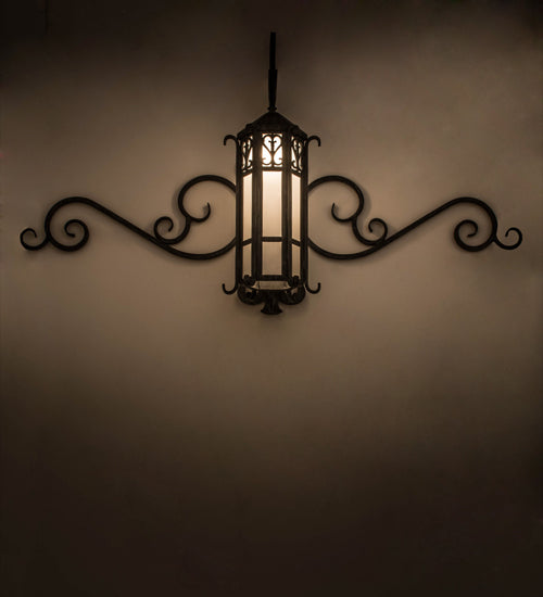 Meyda Lighting Caprice 53" Antique Copper Gate Wall Sconce With Frosted Seeded Shade Glass