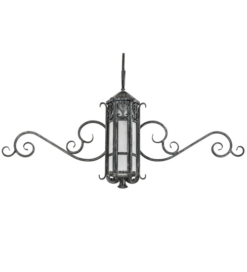 Meyda Lighting Caprice 53" Antique Copper Gate Wall Sconce With Frosted Seeded Shade Glass