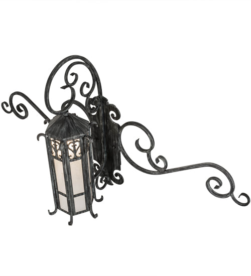 Meyda Lighting Caprice 53" Antique Copper Gate Wall Sconce With Frosted Seeded Shade Glass